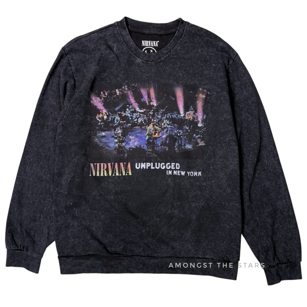 Nirvana Unplugged In New York City Washed Black Band Sweatshirt